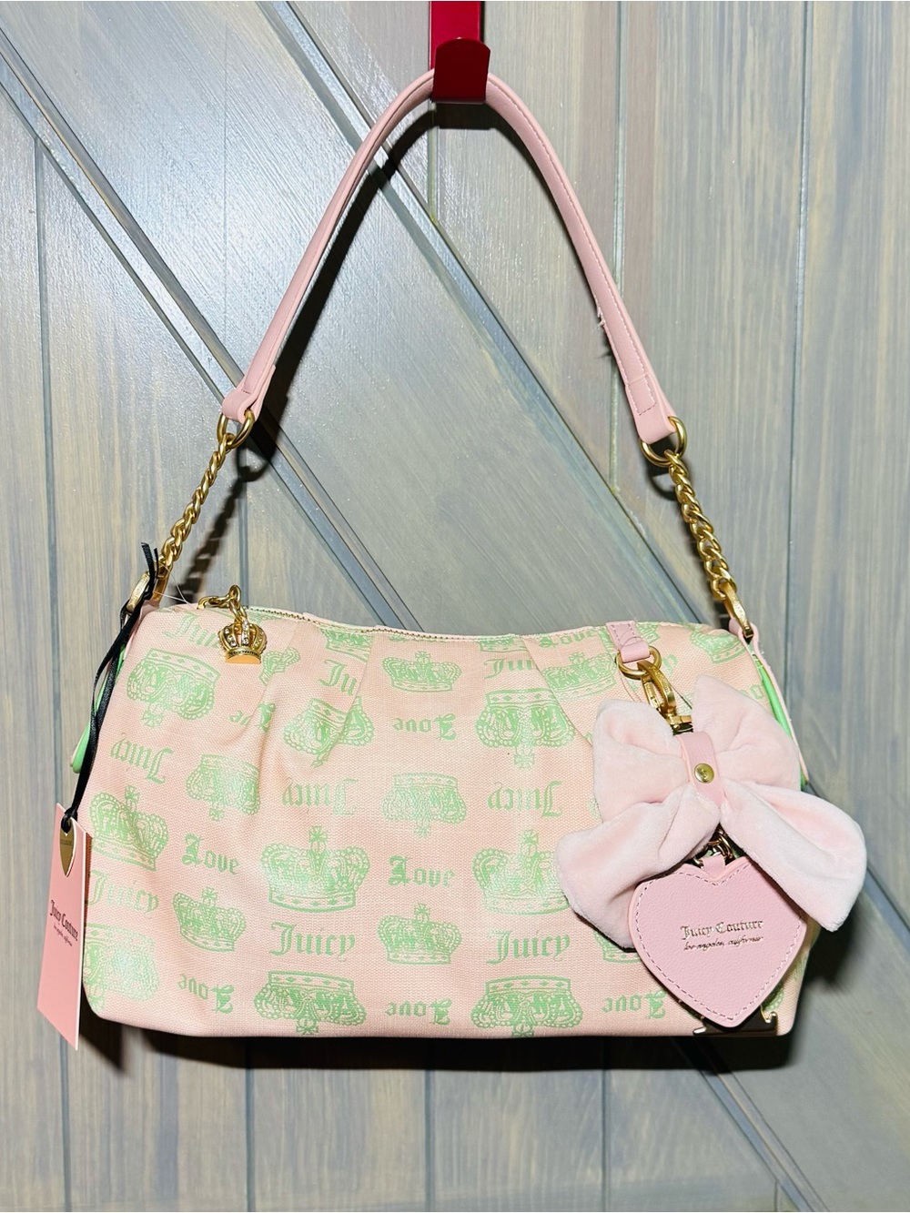 NWT Juicy Couture Pink and Mint Bow Shoulder Bag ✨ Retail💲79